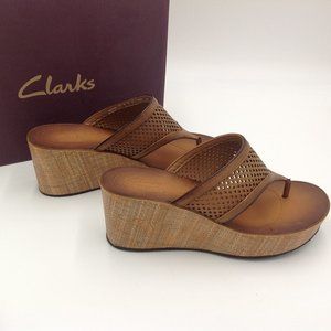 clarks collection women's avaleen ocean platform wedge thong sandals